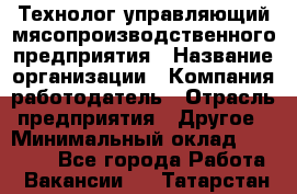 Технолог-управляющий мясопроизводственного предприятия › Название организации ­ Компания-работодатель › Отрасль предприятия ­ Другое › Минимальный оклад ­ 80 000 - Все города Работа » Вакансии   . Татарстан респ.